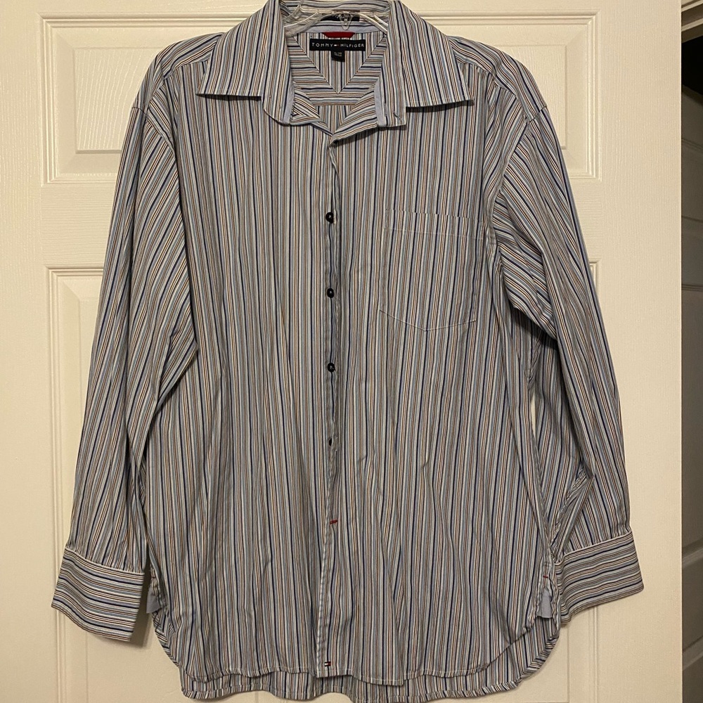 Tommy Hilfiger button down x-large blue and brown